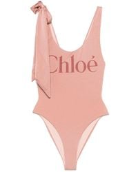 Chloé - Logo-Print Swimsuit - Lyst