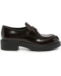Prada - Chocolate Leather Loafers - Lyst