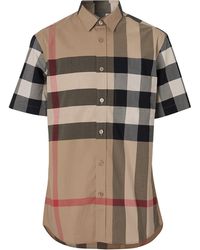 Burberry Classic Check Short Sleeved Shirt - Natural