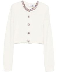 Self-Portrait - Cropped Sweater With Beaded Trim - Lyst