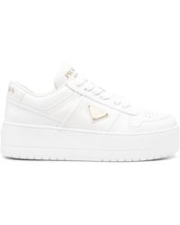 Prada - Downtown Bold Leather Sneakers - Lyst
