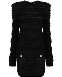 Miniabito in tweed di misto cotone di Balmain Donna Abbigliamento da Abiti 