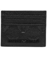 Emporio Armani - Embossed Eagle Leather Card Holder - Lyst