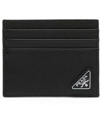 Prada - Triangle-Plaque Leather Card Holder - Lyst