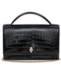 Alexander McQueen - Skull Crocodile-effect Leather Top Handle Bag - Lyst