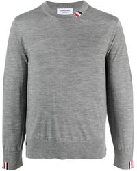 Thom Browne - Logo-patch Wool Sweatshirt - Lyst
