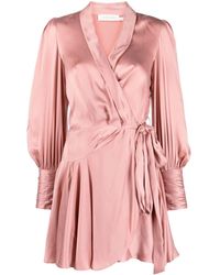 Zimmermann - Silk Wrap Mini Dress - Lyst