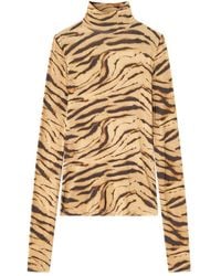 Ganni - Printed Turtle-Neck Sweater - Lyst
