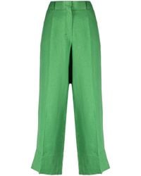 Max Mara - Washed Linen Cropped Trousers - Lyst