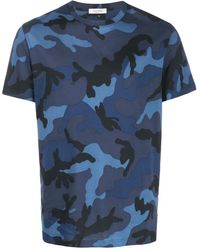 Valentino Camouflage Print T-shirt - Blue
