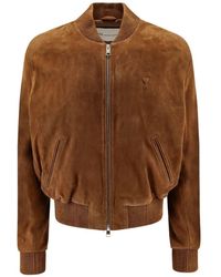 Ami Paris - Suede Leather Zipped Jacket - Lyst