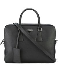 Prada - Leather Messenger Bag - Lyst