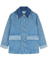 Ganni - Raw-Cut Denim Jacket - Lyst