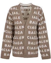 Balenciaga - Logo-jacquard Button-up Cardigan - Lyst