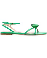 Gianvito Rossi - Embellished Leather Flat Sandals - Lyst