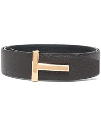 Tom Ford - T Buckle Leather Belt Brown - Lyst