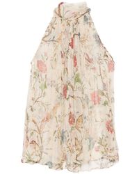 Into The East - Printed Silk Top - Lyst