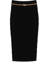 Elisabetta Franchi - Knit Diamond-Pattern Skirt With Jewel Detail - Lyst