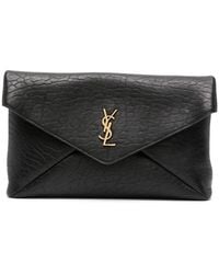 Saint Laurent - Envelope Cassandre Large Leather Clutch - Lyst