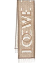 Loewe - Love Fringed Wool And Cashmere-blend Jacquard Scarf - Lyst