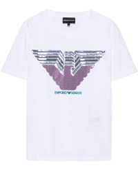 Emporio Armani - T-shirt con paillettes - Lyst