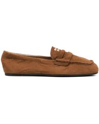 Miu Miu - Ruches Leather Loafers - Lyst