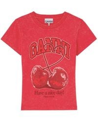 Ganni - Graphic Crew Neck T-Shirt - Lyst