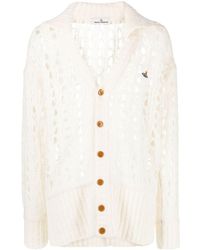 Vivienne Westwood - Logo-embroidered Open-knit Cardigan - Lyst