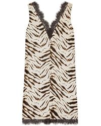 Ganni - Zebra Print Midi Dress - Lyst