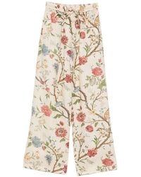 Into The East - Printed Linen Trousers - Lyst