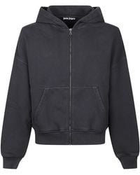 Palm Angels - Hooded Sweatshirt With Zip With Logo - Lyst