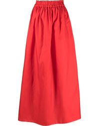 Emporio Armani Silk Blend Maxi Skirt - Red