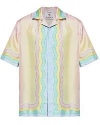 CASABLANCA - Flowers Long Sleeve Silk Twill Shirt - Lyst