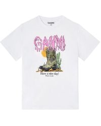 Ganni - Short Sleeve Round Neck Logo Tee Size S - Lyst