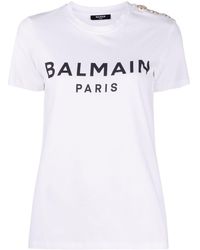 Balmain - Flocked Paris T-shirt - Lyst