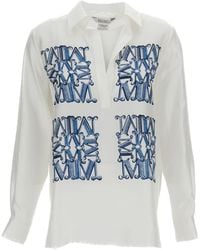 Max Mara - Logo Print Silk Shirt - Lyst
