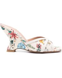 Malone Souliers - Perla Wedge 85 Printed Canvas Mules - Lyst