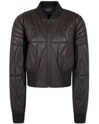 Moncler - Leather Bomber Jacket - Lyst