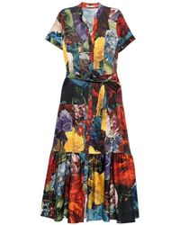 Alice + Olivia - Printed Midi Dress - Lyst