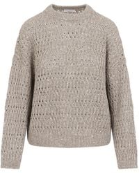 Brunello Cucinelli - Linen Crewneck Sweater - Lyst