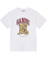 Ganni - Baby Tiger Organic Cotton T-Shirt - Lyst