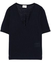 Closed - Cotton And Linen V-Necked T-Shirt - Lyst