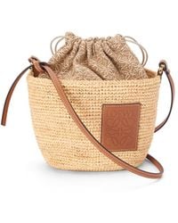 Loewe-Paulas Ibiza Basket Canvas Bucket Bag - Natural