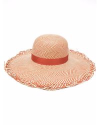 Borsalino Cappello pamela in paglia con tesa larga - Multicolore