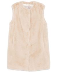 Herno - Long Faux Fur-Effect Gilet With Round Neckline - Lyst