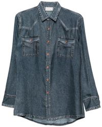 Pierre Louis Mascia - Denim Print Silk Shirt - Lyst