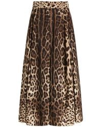 Dolce & Gabbana - Leo Print Cotton Skirt - Lyst