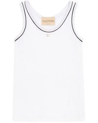 Valentino - Logo Cotton Tank Top - Lyst