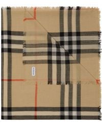 Burberry - Giant Check Wool Scarf - Lyst