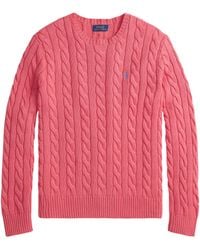 Polo Ralph Lauren - Cable Knit Sweater With Logo - Lyst